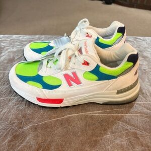 Brand new never worn!  Men’s New Balance 992 in white & neon.  Size 9.5